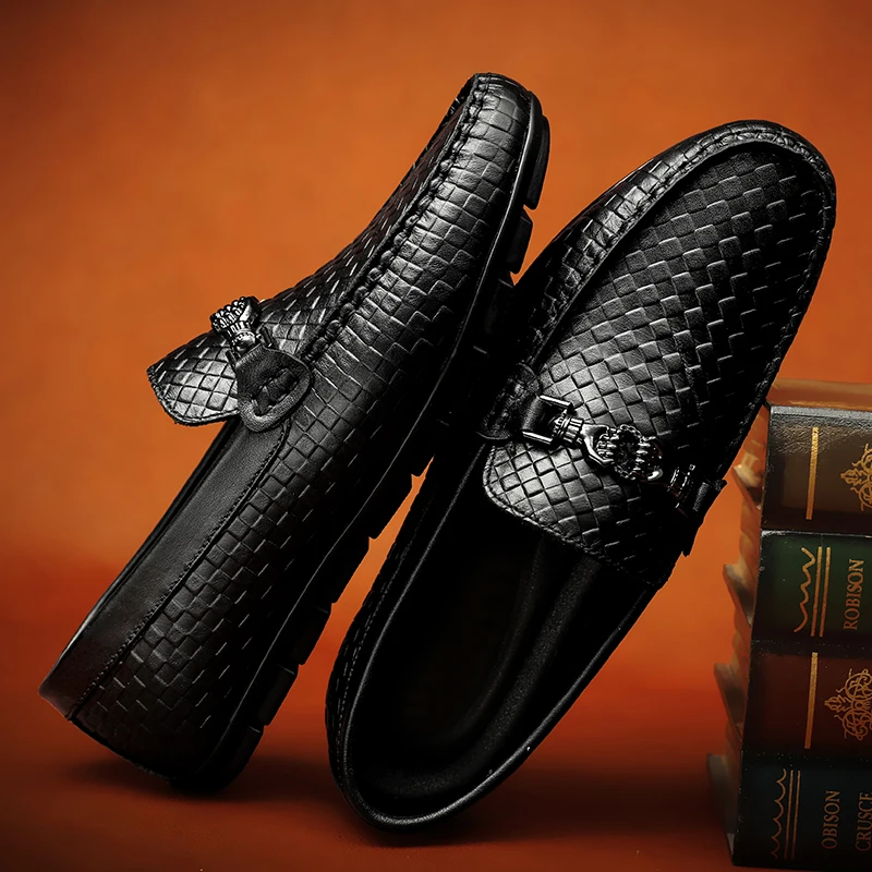 Hot Selling Banquet Dress Shoes Europe America Flat Comfortable Men's Leather Casual Shoes Commuting Daily Men's Loafers