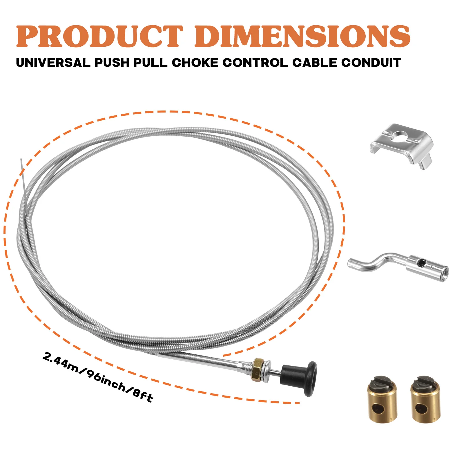 Universal Choke Control Cable Push Pull 96 Inch Inner 93 Inch Housing 70mm Travel For 237 703971 290831 Lawn Mower Tractor