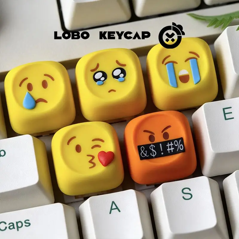 3D Emoji Smiley Face Keycap Single Cute Funny Yellow Artisan Key Cap for Mechanical Keyboard Cherry MX Personalized ESC Key 1Pcs