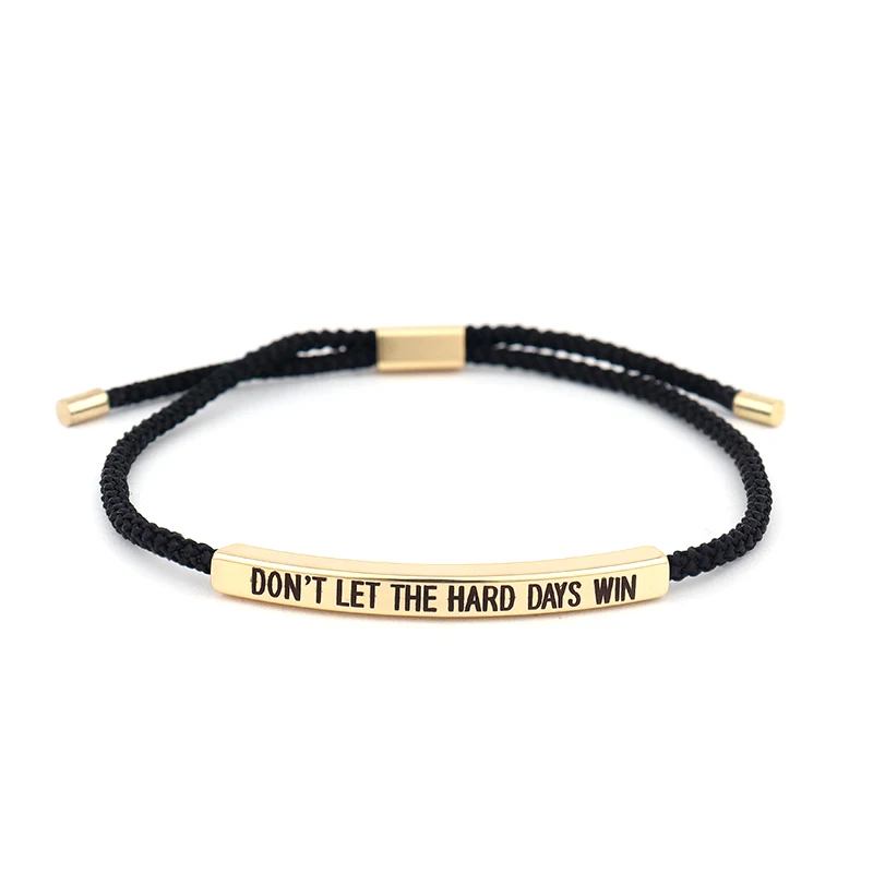 Populaire Charms "NIET LAAT DE HARD DAGEN WIN" Motiverende Buis Armband voor Beste Vrienden Gift Trendy Verstelbare Armbanden Sieraden