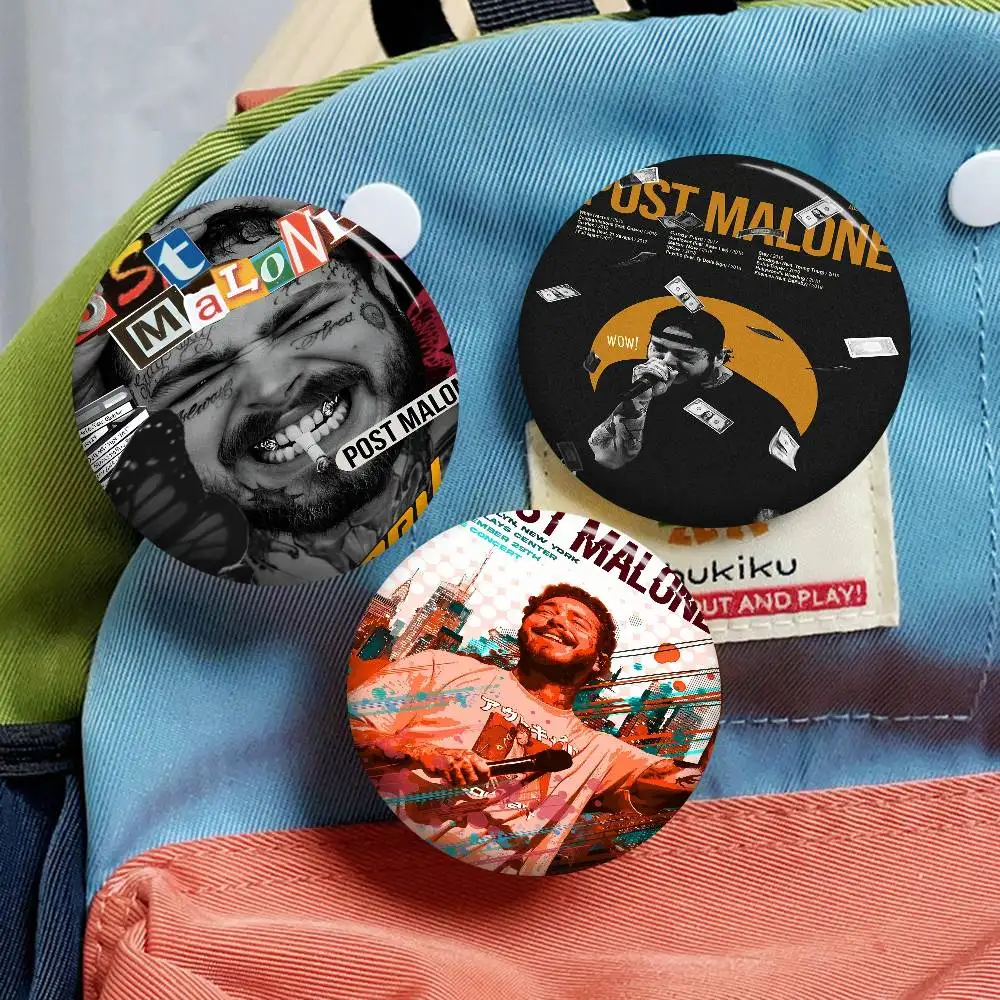 Sänger Post M-Malone Foto Broschen Kreative Runde Abzeichen Geschenke Pins 32/44/58mm