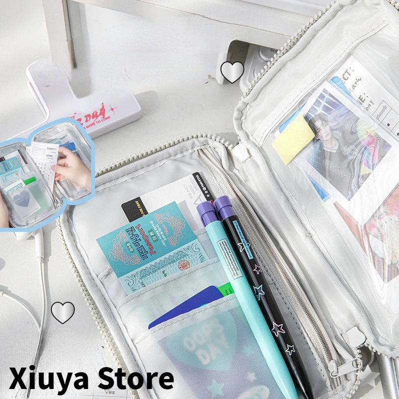 Xiuya Silver Womens Shoulder Bag Vintage Lolita Jk Casual Cute Embroidery Crossbody Bag Student Transparent Literary New Handbag