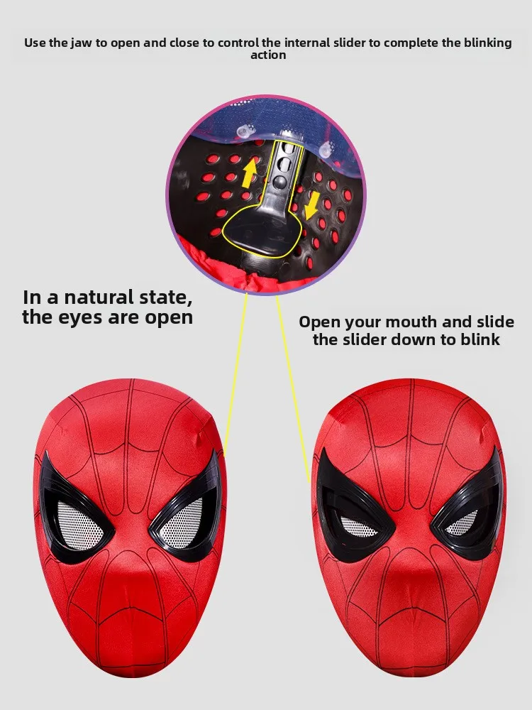 Auf Lager: Miles Spider-Man 1:1 Maßstab Elektronische Maske mit Beweglichem Ring-Controller, Cosplay-Spielzeug, Geschenk für Jungen – Detail 4