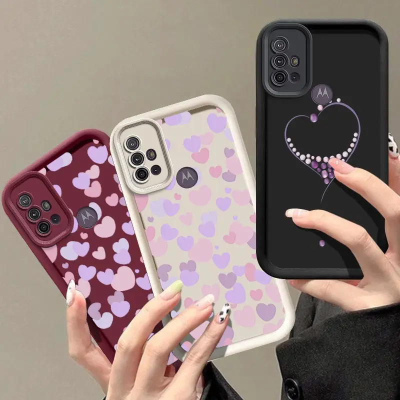 G30 Pinkish Purple Heart New Sky Eye Phone Case For Motorola Moto G20 Shatterproof Camera Protection Moto G10 Soft Back Cover