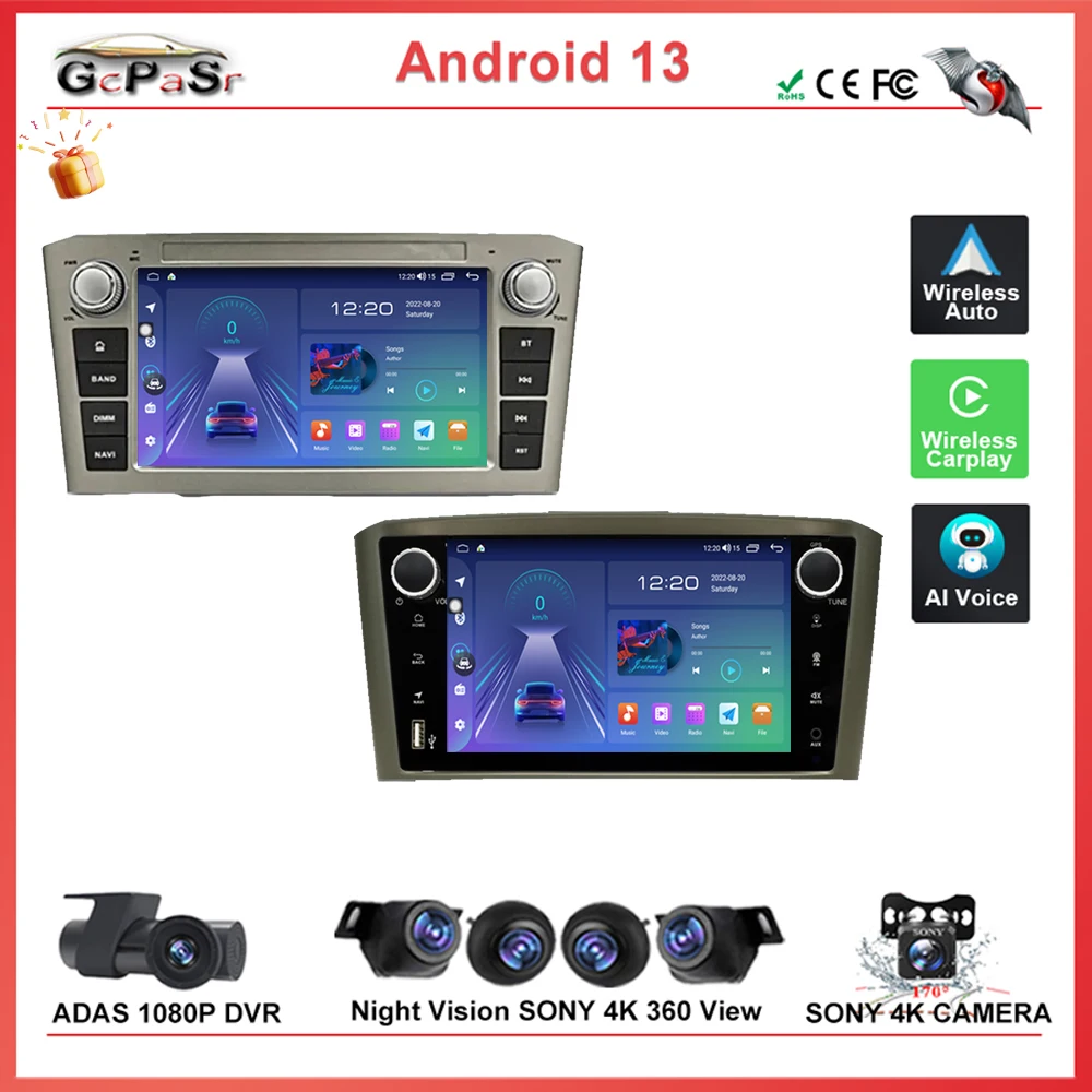 Autoradio per Toyota Avensis T25 2003-2008 lettore multimediale Touch Screen autoradio Stereo unità principale Dash Cam navigazione GPS