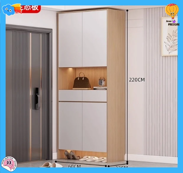 Y Solid wood shoe cabinet at the entrance of the home, indoor entrance, entrance cabinet, multi-layer storage integrated wall