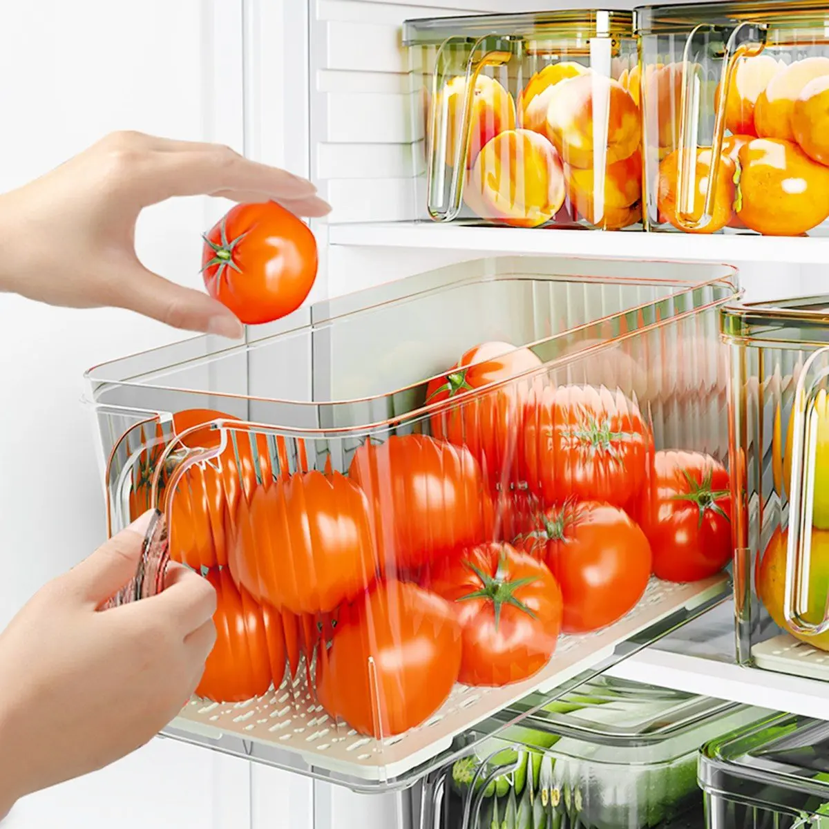

Контейнер для хранения продуктов AB45 с ручкой, пищевой, для кухни, для овощей и яиц, безопасный для морозильной камеры, с крышкой