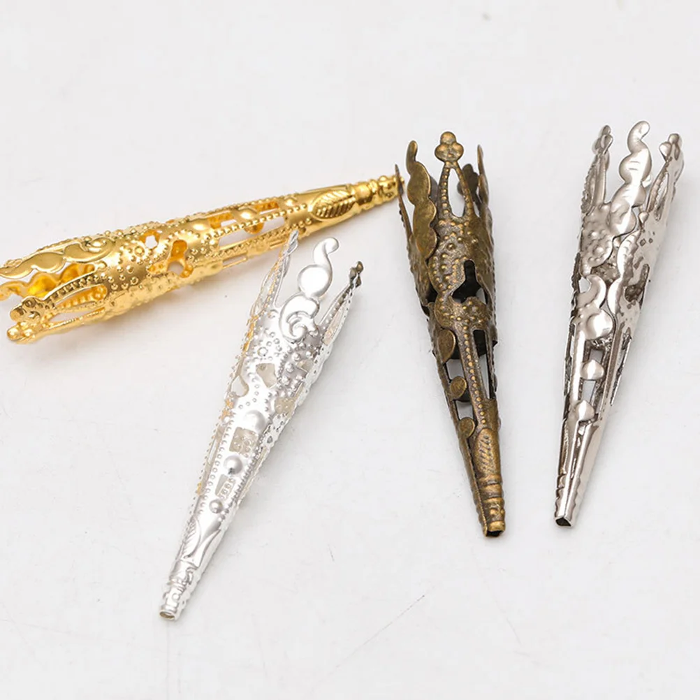 100 ชิ้นยาวทรัมเป็ตดอกไม้ผู้ถือ Receptacle หมวก 5 กลีบเหล็กลูกปัด Cones Filigree เครื่องประดับทําอุปกรณ์