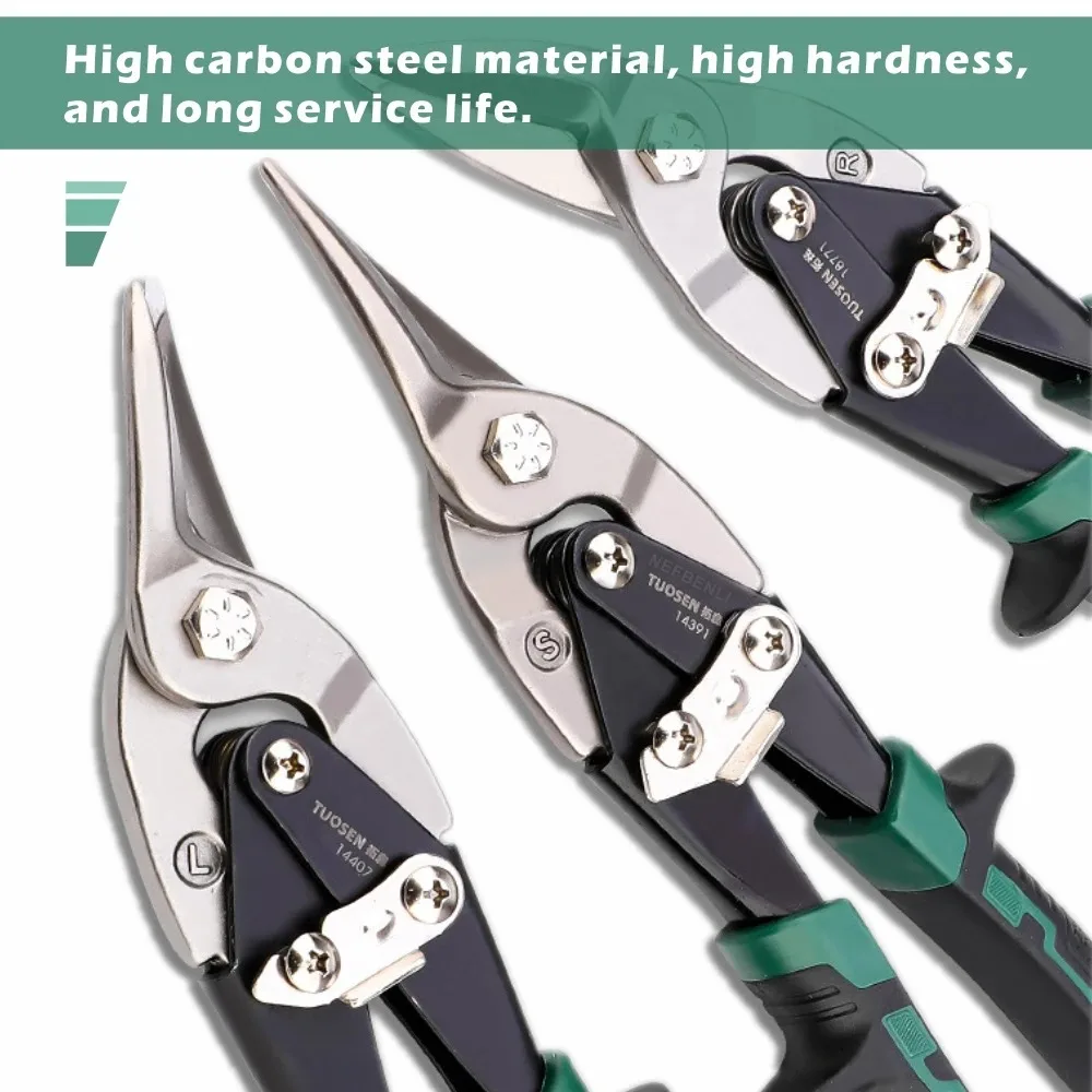 10 Inch Industrial Tin Snips, Cuts Stainless Steel Sheet Metal, Galvanized Iron with Compound Leverage for Heavy Duty Work
