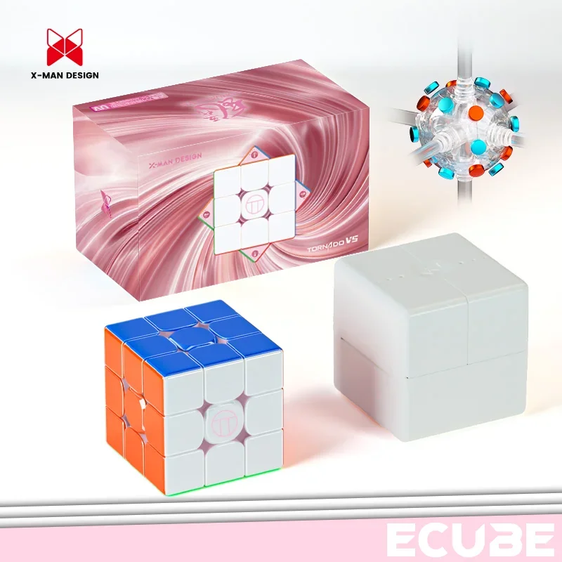 [ecube]-qiyi-xmd-tornado-v5-picube-se-pink-inner-2026-magnetic-speed-cube-uv-coated-pioneer-core-puzzle-toy-for-speedcubing