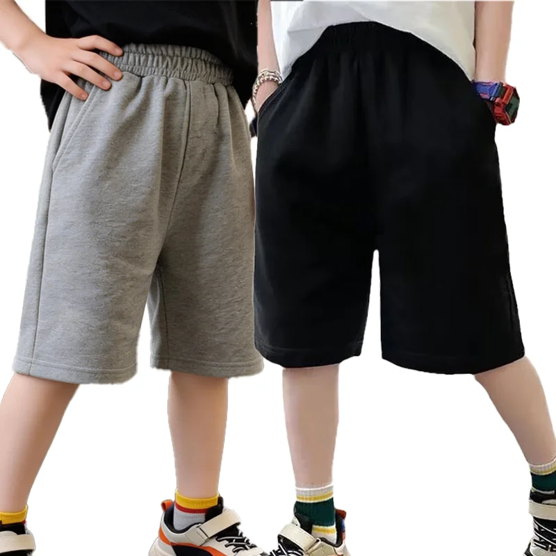 Children's Elastic Waist Pants Boy Summer Casual Fashion Pants Solid Color Short Hip Hop Casual Korean Version Sports Shorts