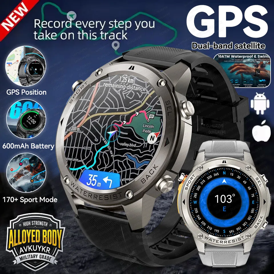 

2026 New Military T-Rex 3 GPS 10ATM Waterproof Smart Watch Compass Altitude Heart Rate BT Call Sports tracker Smartwatches Men