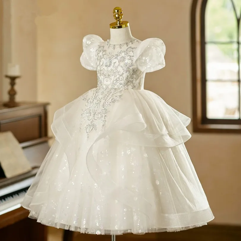 Hochwertige Kinder-Party-Abendkleider für Gastgeber, Klavierauftritte, Geburtstage, Hochzeiten, Blumenmädchen A5068 Großhandel – Detail 4