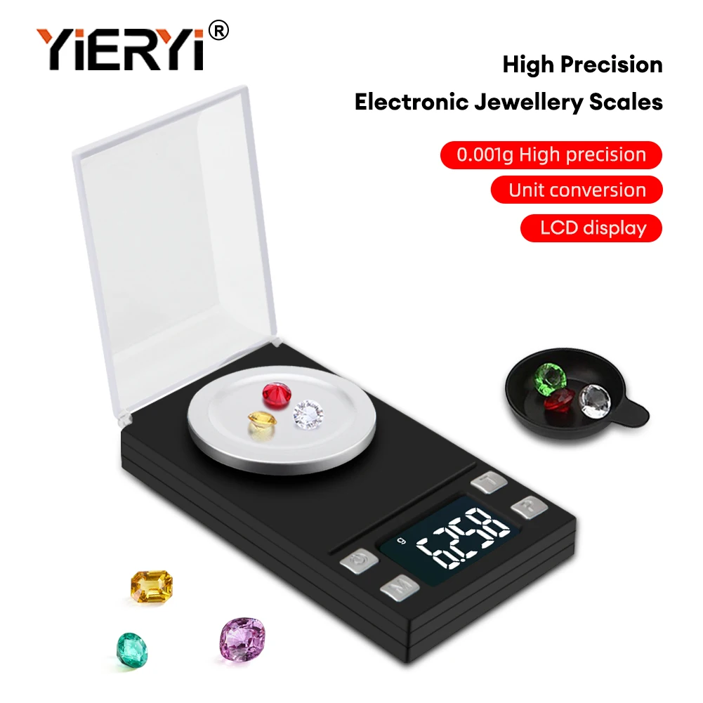 Yieryi-mini Balança Eletrônica Digital Miligrama Peso Portátil Alta Precisão Jóias de Bolso 0001 100g 50g 20g 10g