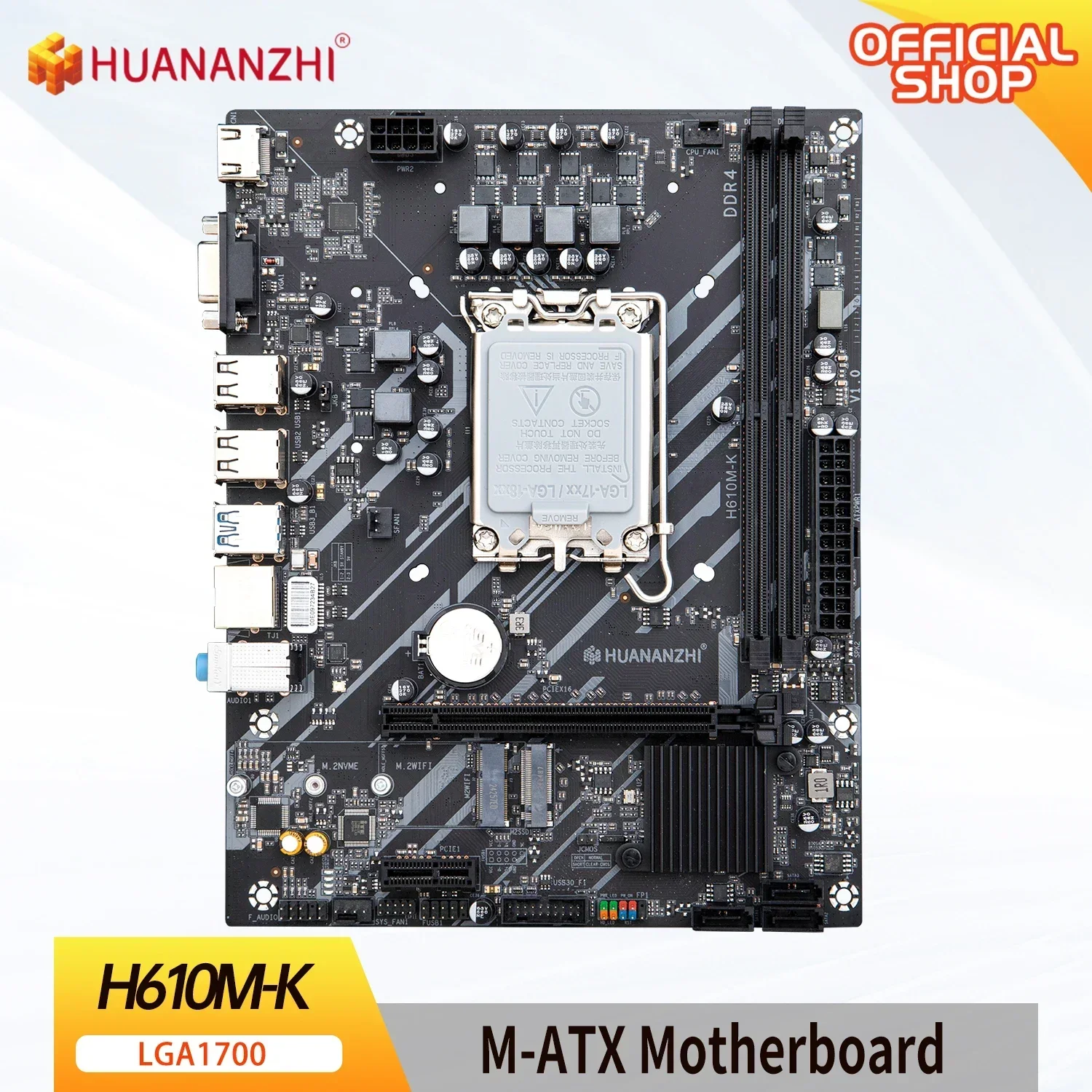 HUANANZHI H610M K MATX DDR4 Motherboard Support12 13 14 Gen H610 Intel LGA 1700 CPU 12100F 12400F 12490F 12600F 12700F 13600F