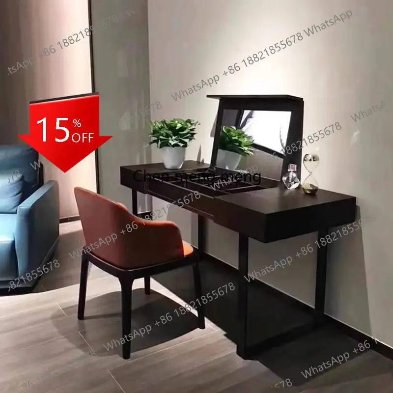 

L178 Black European Makeup Vanity Desk Glossy Wooden Space Saving Makeup Vanity Desk Modern Mirror Kaptafel Furniture For Home