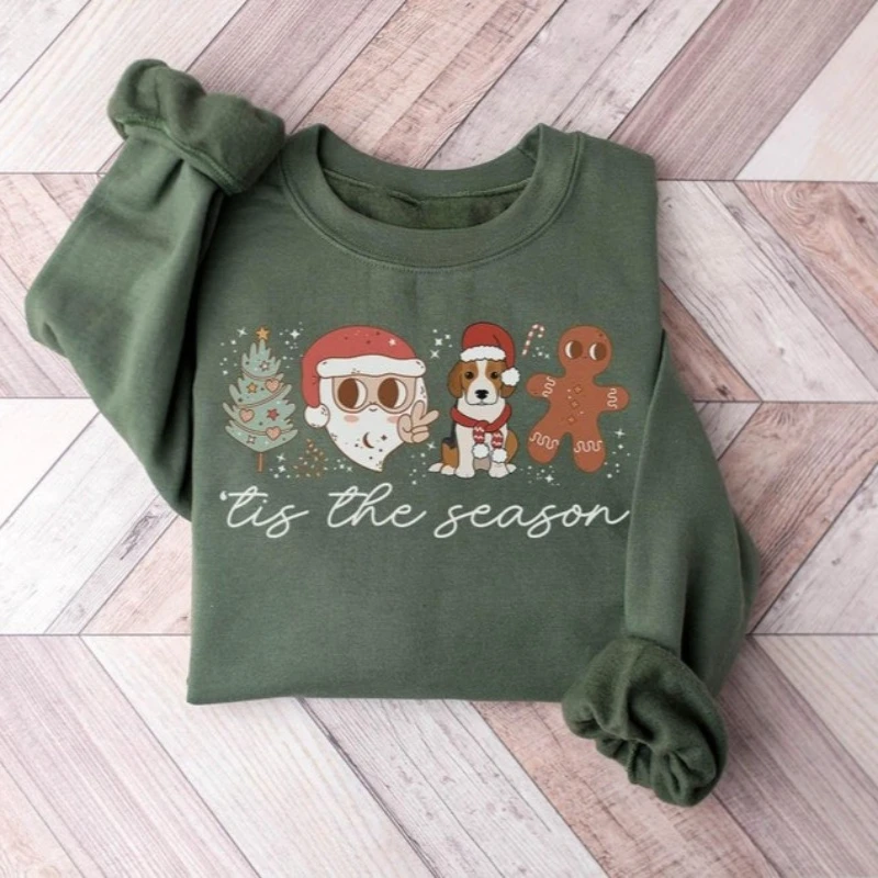 بيغل عيد الميلاد البلوز سانتا الزنجبيل رجل عيد الميلاد Crewneck طاقم الرقبة عارضة مريحة الخريف الشتاء الحرارية هوديي #2