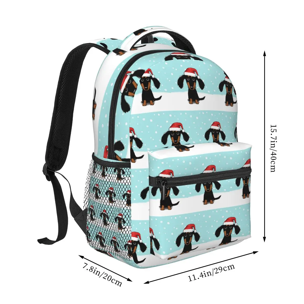 Cute Dachshund Christmas Winter Wiener Dog Santa Backpack Hot Sale Daypack BookBag School Bag Shoulder Bags for Men Women