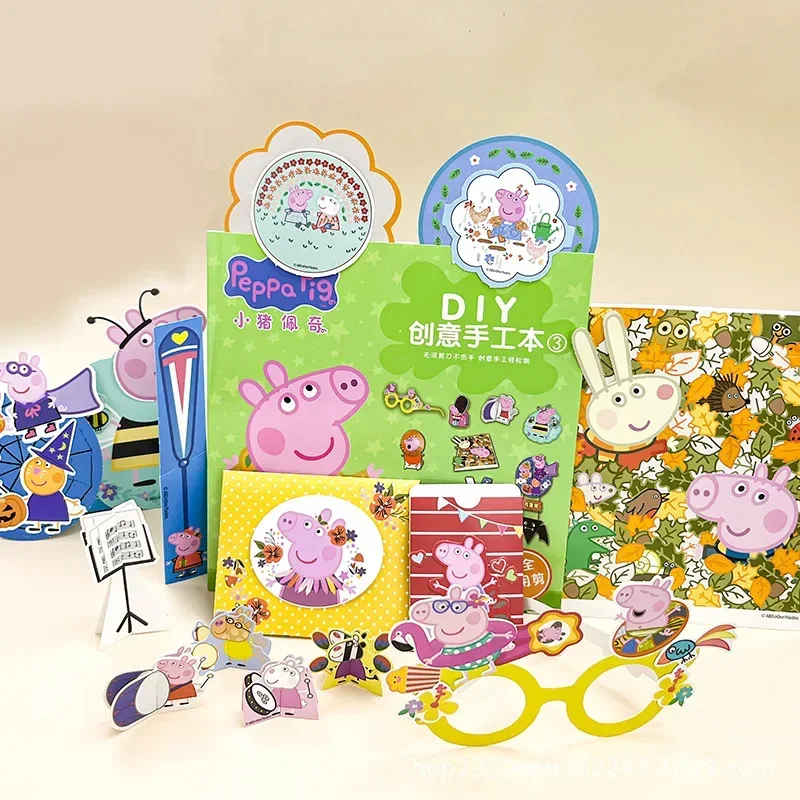 Libro de Origami 3d de Peppa Pig para niños, materiales de bricolaje hechos a mano, libro de recortes de papel divertido para bebé de jardín de infantes, regalo de cumpleaños para niños