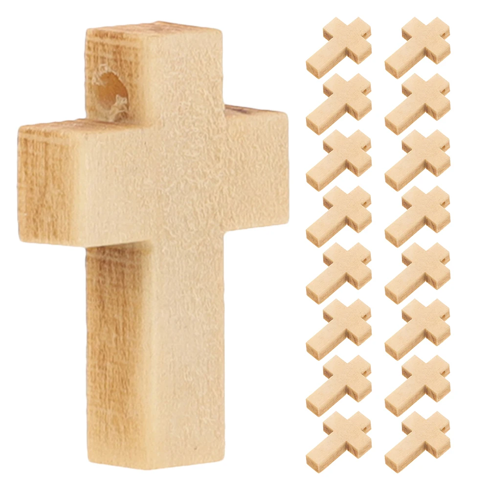 

200pcs Wooden Cross Pendants Beads Natural Unfinished Mini Wood Charms For DIY Jewelry Making Craft Easter Prayer Decoration