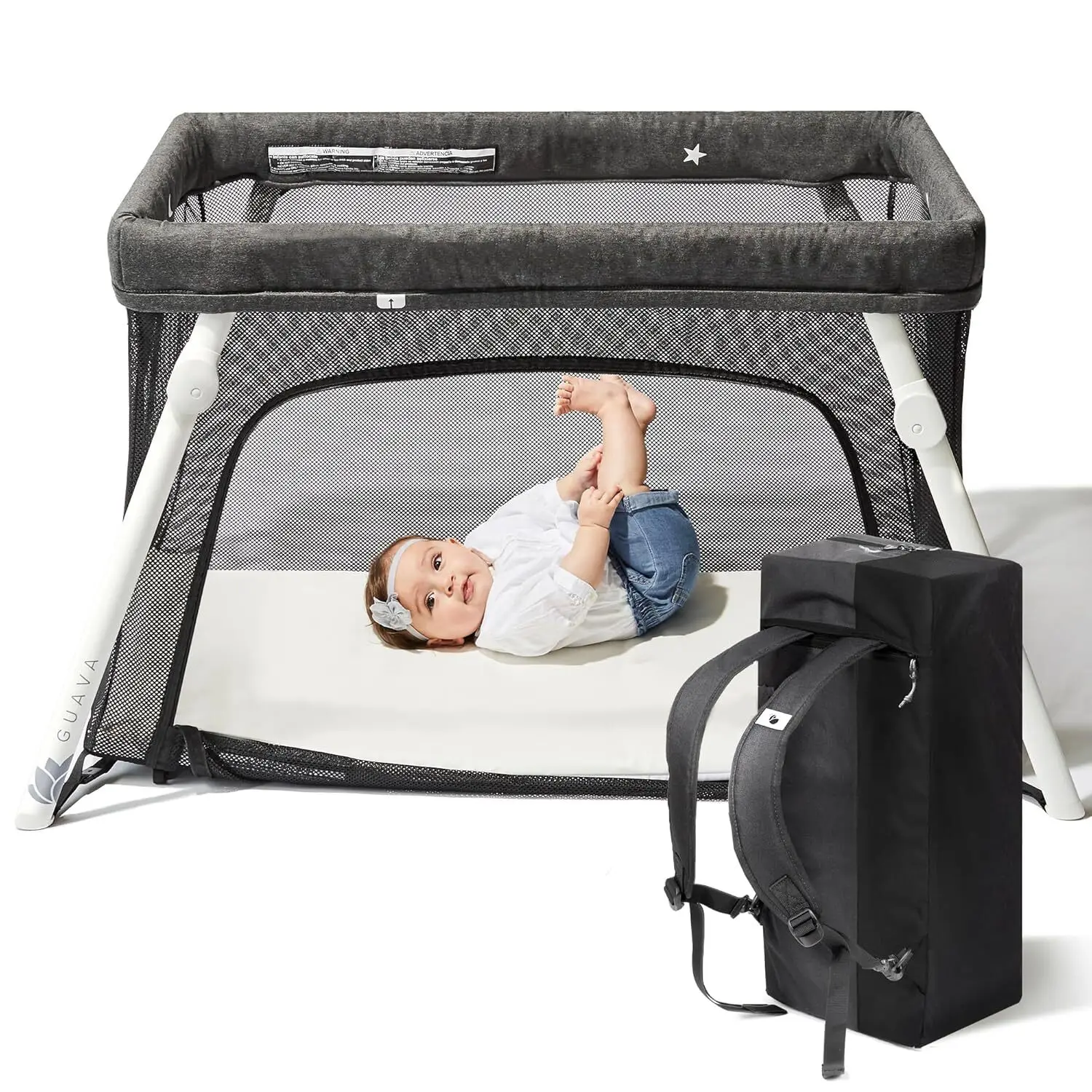 Travel Crib with Lightweight Backpack Design | Certified Baby Safe Portable Crib | Folding Play Yard with Comfy Matt