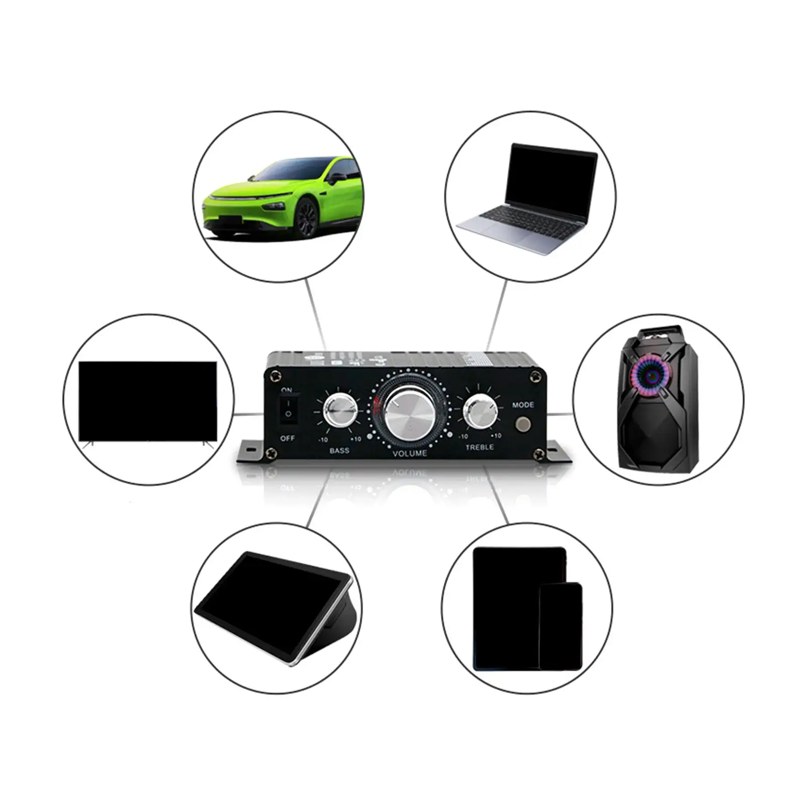 Stereo Bluetooth Amplifier 2.0 Channel 30wx2 Compact Hifi Audio Receiver for TV Computer MP3 Home Theater Car