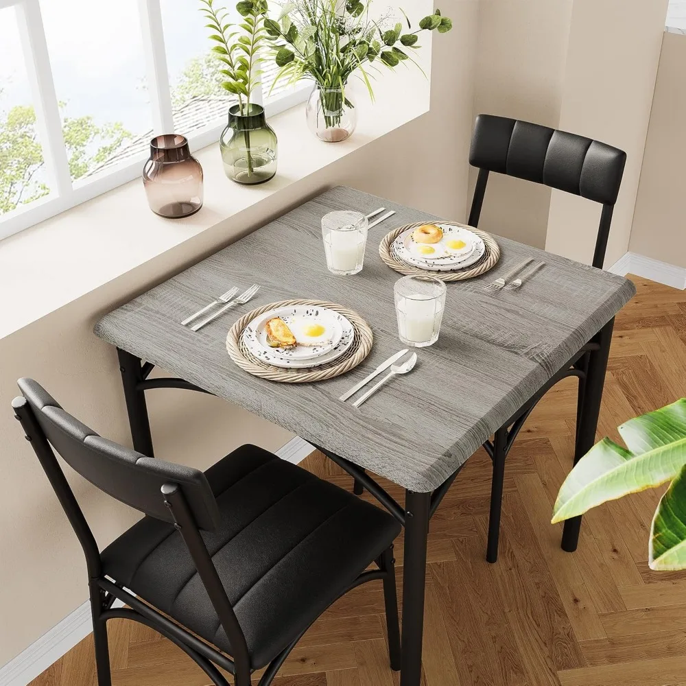 

Dining Table Set for 2, Kitchen Table and Chairs for 2 with Upholstered Chairs, 3 Piece Dining Room Table Set, Square Kitchen T