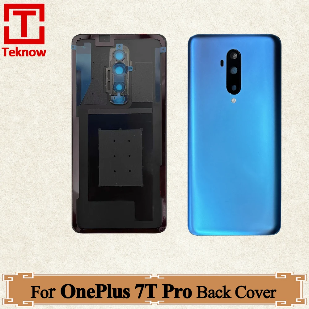 Original For OnePlus 7T Pro Battery Glass Back Cover Replace For oneplus 7t pro Rear Housing Glass Case with Camera Lens
