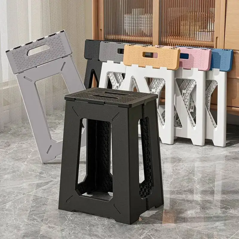 Adult Plastic Stool Home Portable High Stool Children Bathroom Stool Outdoor Camping Chair Folding Bench Mazar