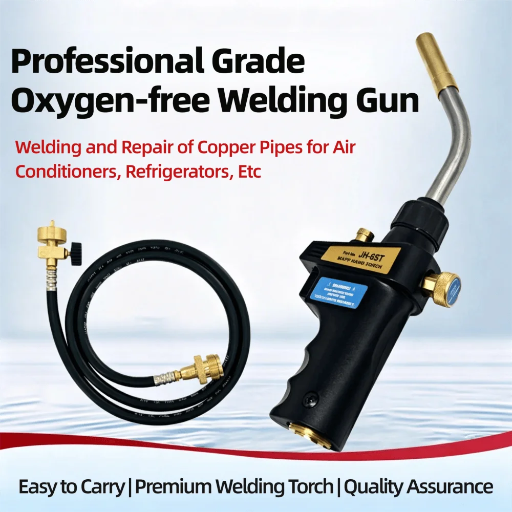 1.5m Hose MAPP Gas Brazing Hand Torch, Multi-use Welding Tool for Jewelry Heating Quenching AC Copper Tube Soldering Repair