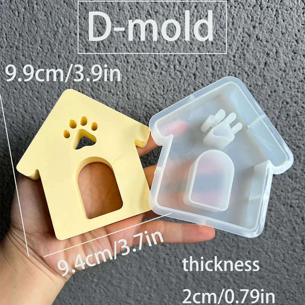 Cute Cat Claw Bone Ornament Plaster Mold Pet Cat and Dog Souvenir Clay Mold Love House Birthday Ornament Silicone Mold