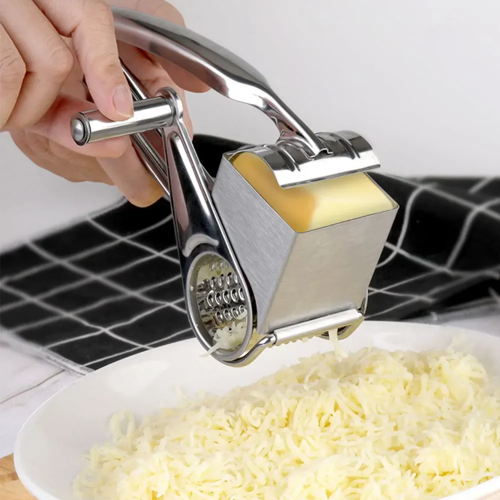 

4in1 Stainless Steel Rotary Cheese Grater Hand-Cranked Cheese Shredder Cheese Cutter Slicer Kitchen Cheese Grater Kitchen Gadget