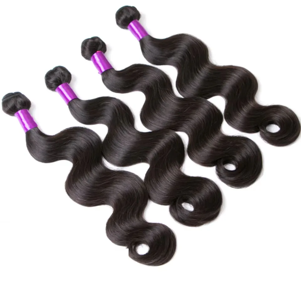 12A Пучки объемных волн Пучки человеческих волос с застежкой 4x4 Бразильское плетение волос 3/4 Пучки с застежкой Натуральные необработанные пучки волос