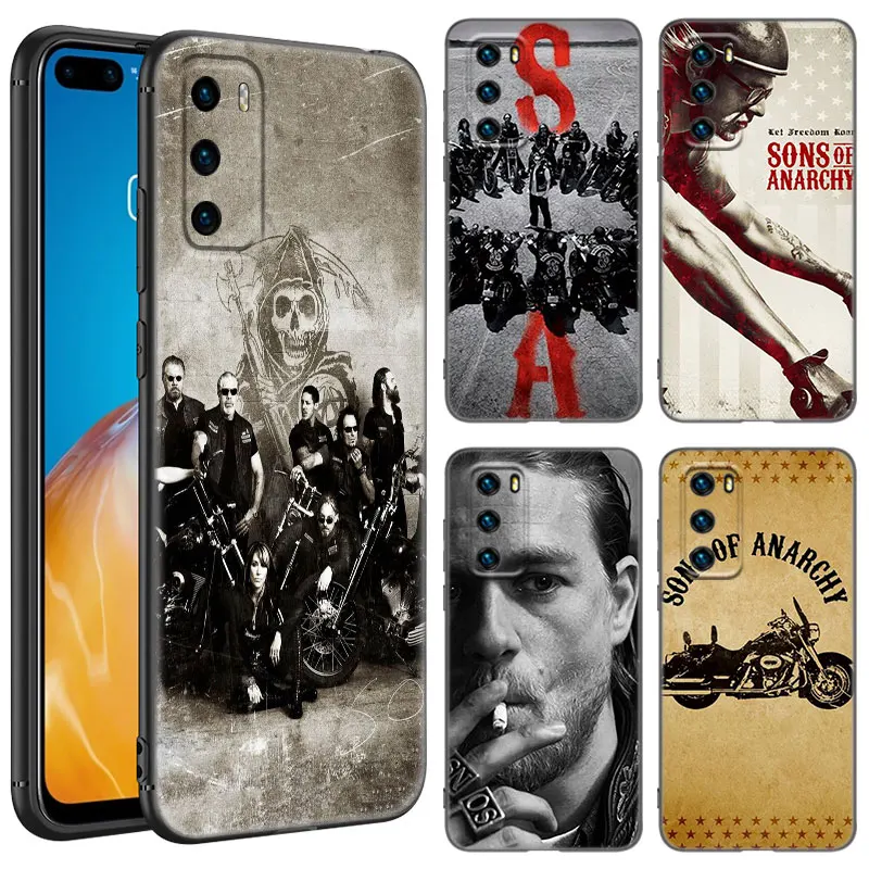 TV Show Sons of Anarchy Black Phone Case For Huawei P10 P20 P30 P40 Lite P50 P60 Art P50E P Smart Z 2018 2020 2021 Pro 2019