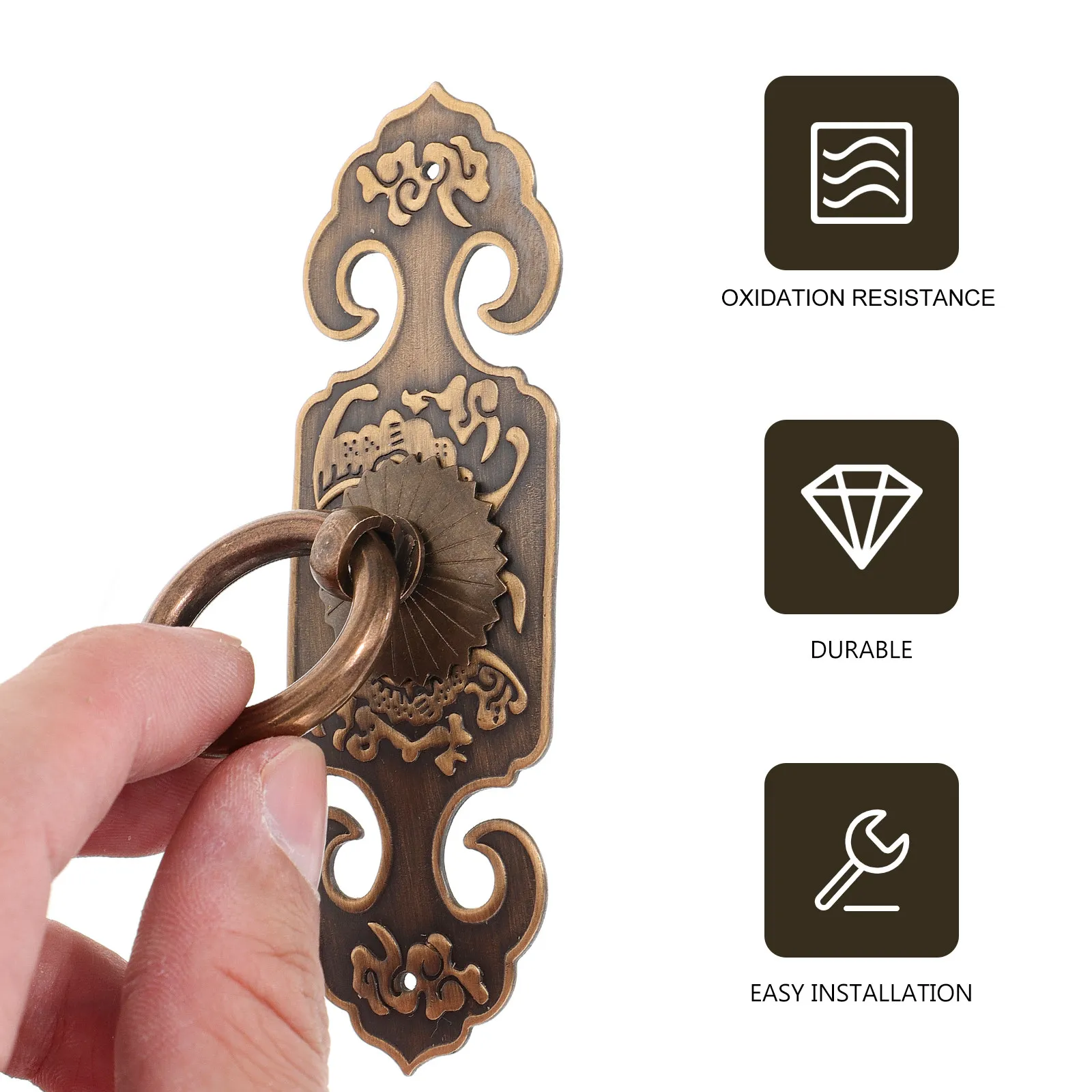 2Pcs Copper Cabinet Door Pull Handle Brass Style Drawer Wardrobe Handle Furniture Pull Replacement Chinese Style Knobs