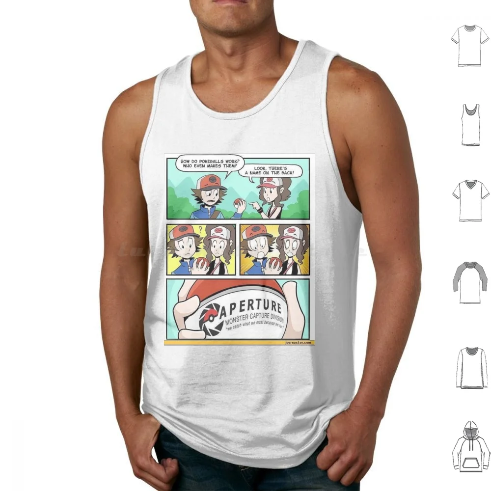 Aperture Pokeballs Tank Tops Print Cotton Portal Aperture Portal 2 Aperture Science Science Aperture Glados Valve Gaming