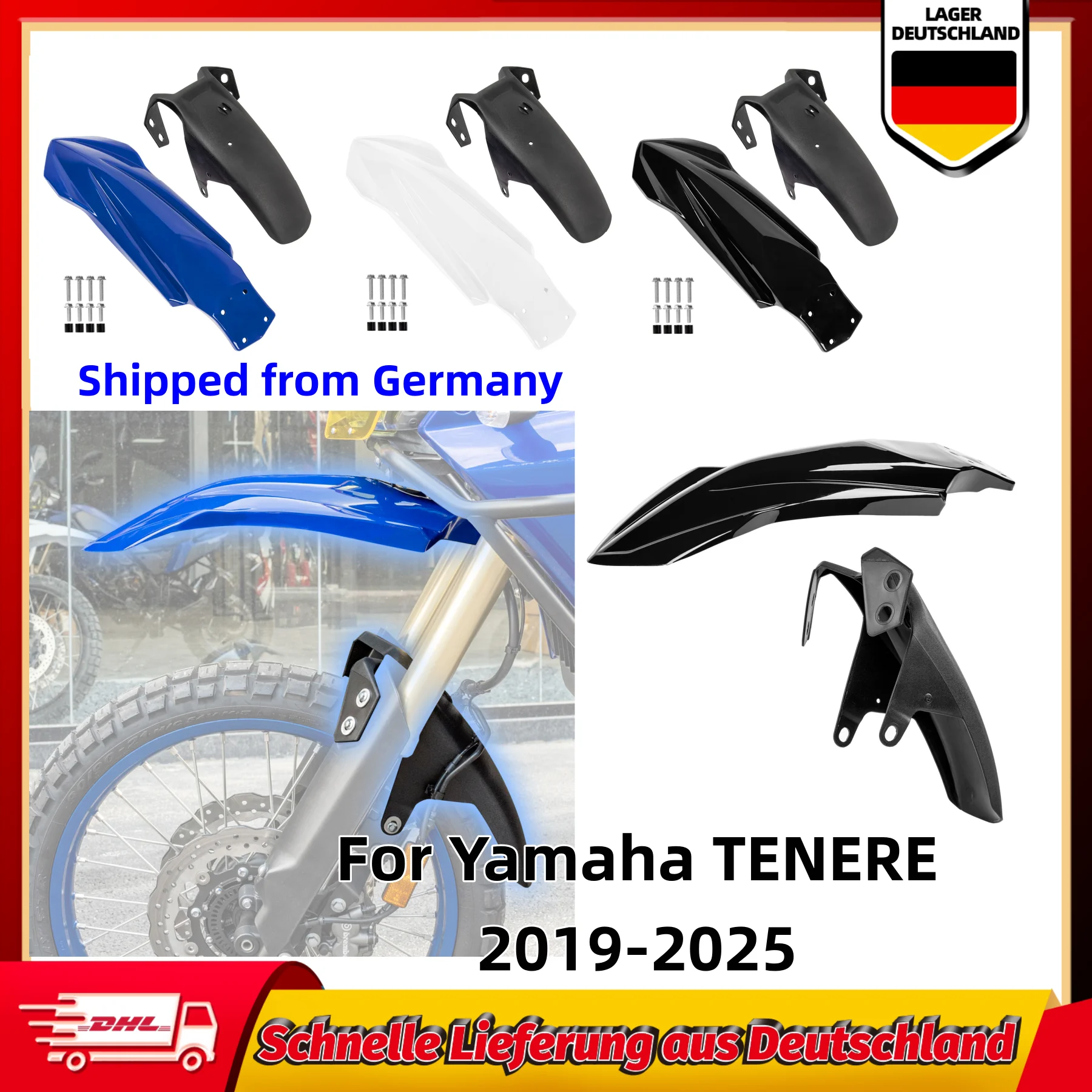 Garde-boue avant pour moto Yamaha TENERE700 TENERE 700, couvercle de roue anti-éclaboussures 2019-2025 2024 2023 2022 2021 2020