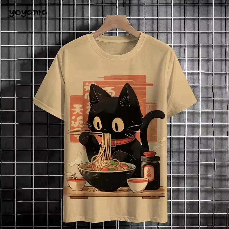 

Animal Cat Men's T-Shirt Printed Short Sleeve Tee Fashion Loose Round Neck Breathable Men's Top Summer Round Neck Men's Clothing