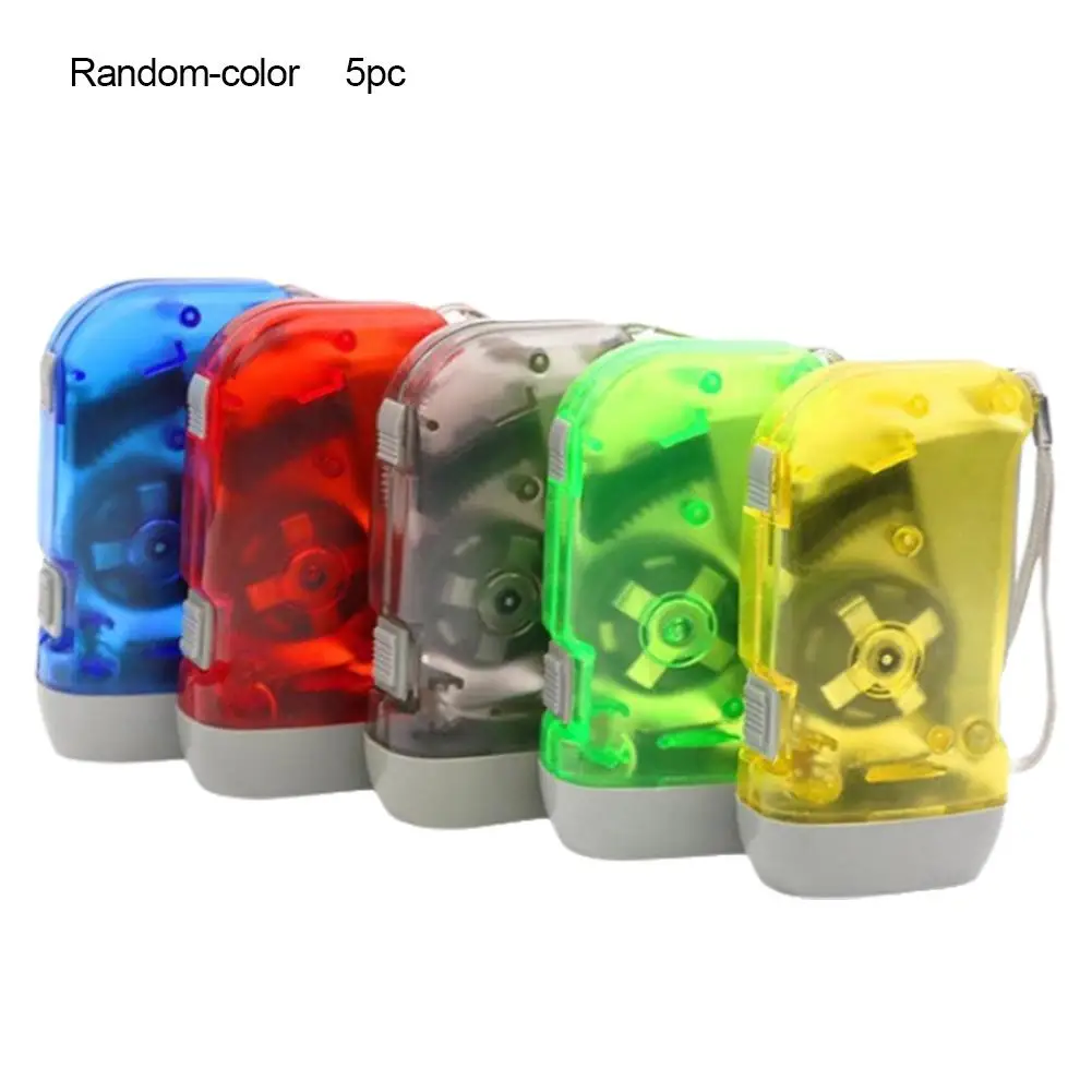 5 LED prensado manual dinamo manivela energía linterna antorcha luz mano presión manivela Camping lámpara luz color al azar