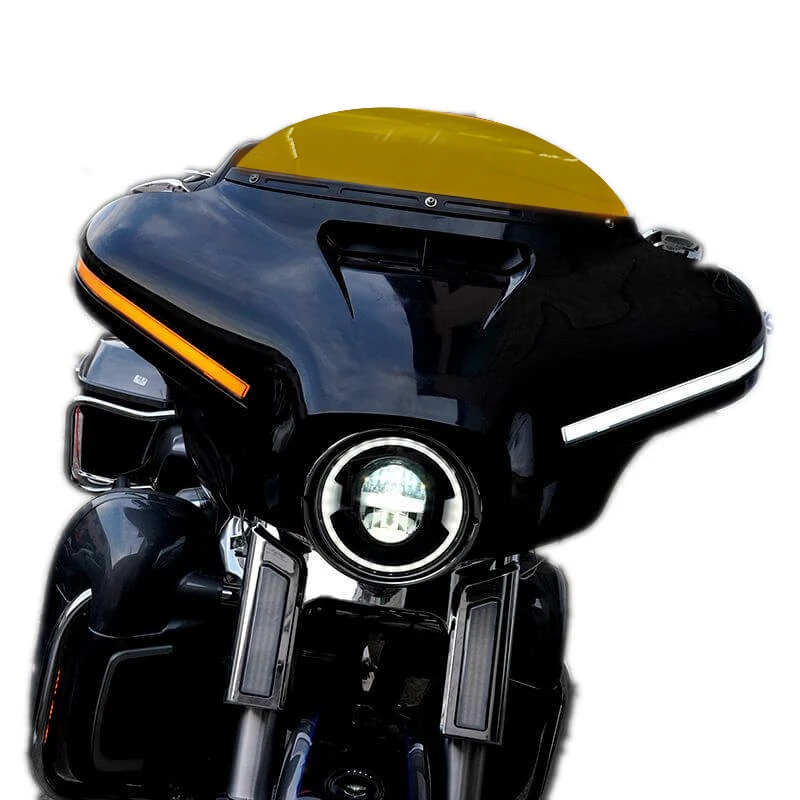 OEM Repacement Front Headlight Fairing  with DRL in White and Flow Amber Turn Signal for Harley Street Glide 2014-2024