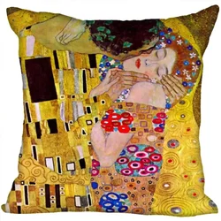 Custom Art Pattern Pillow Cases Gustav Klimt Square Pillowcase Christmas Zippered Pillow Cover 45*45cm(One Side)