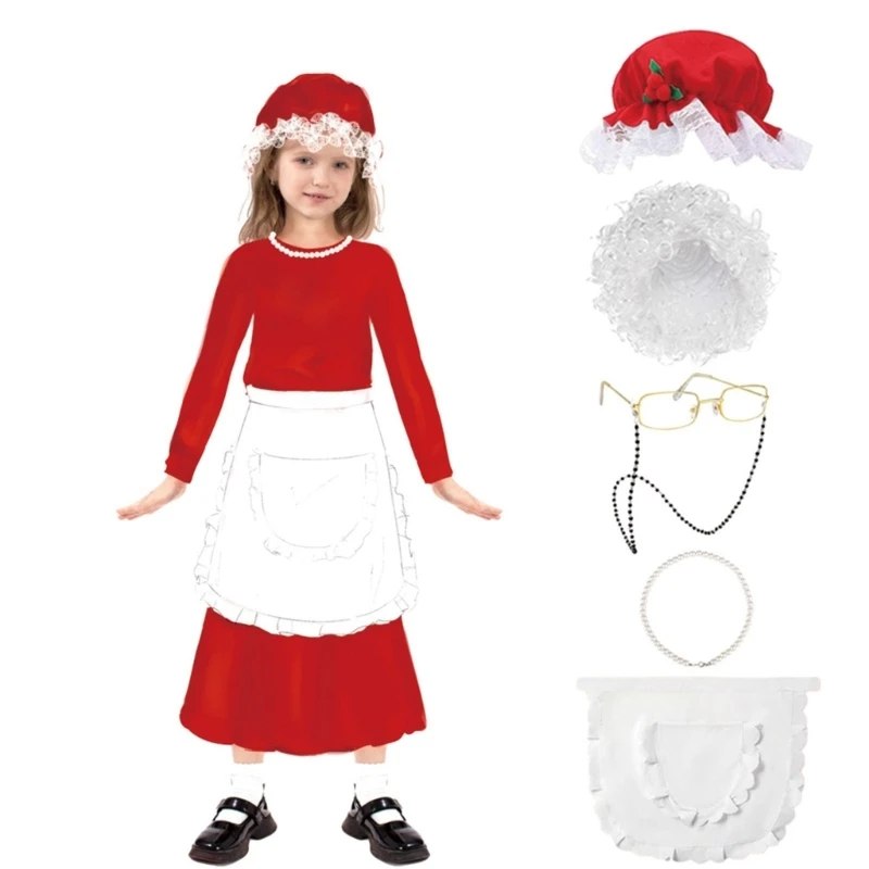 Mevrouw Clause Cosplay Kostuum voor Kinderen Meisje Vrouwen Kerst Verjaardag