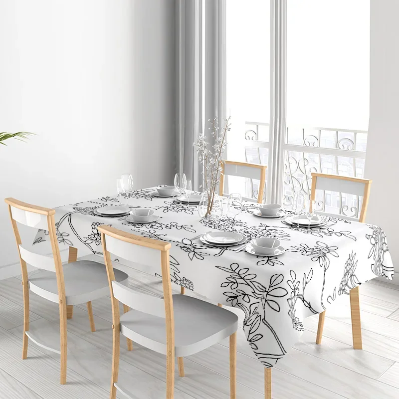 غطاء ديكور لمفرش المائدة بأنماط الأزهار لأثاث غرفة الطعام المنزلية/بطانات الطاولة/الديكور باللون الأبيض #3