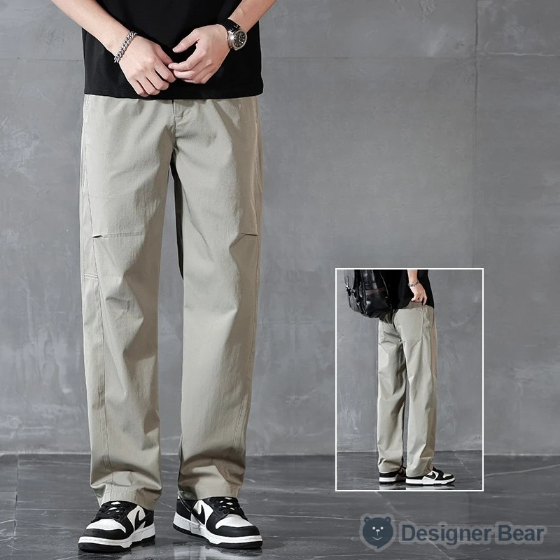 Brand Clothing Spring Summer Thin Men's Casual Straight Trousers Elastic Waist Outdoor Business Solid Color Long Pants Male