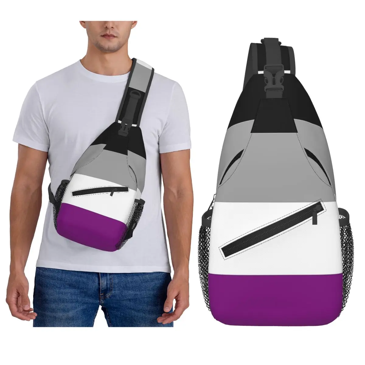 

Асексуальный флаг нагрудная сумка мужской слинг рюкзак через плечо нагрудная сумка дорожный походный рюкзак сумка на плечо