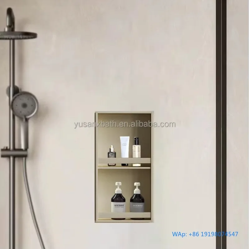 

30*90cm 3-tier 304 Stainless Steel Recessed -falling Wall Shower Niche Wall-mounted Storage Shelf With Baffle Waterproof