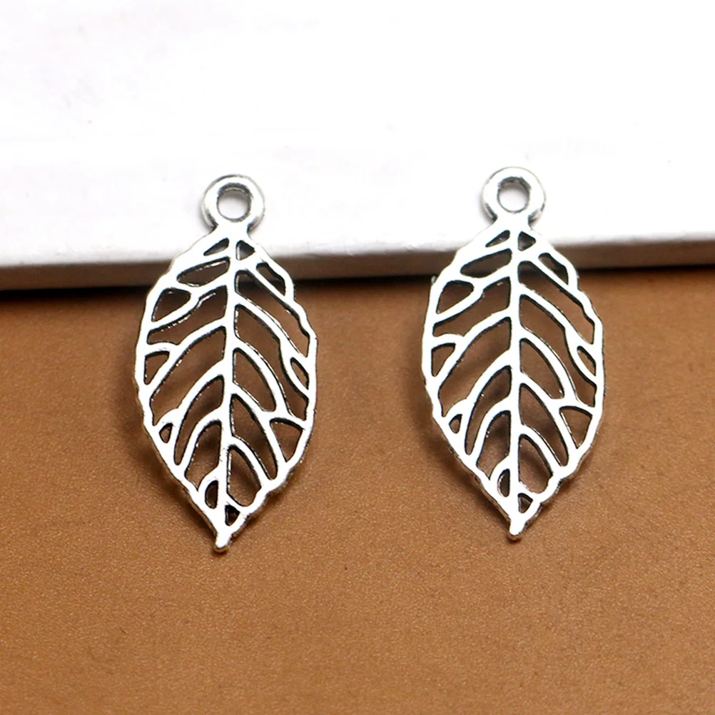 

50pcs Retro Leaf Pendant Silver Alloy Charm Diy Charms Jewelry Making Pendant Necklace Bracelet Earrings Accessories
