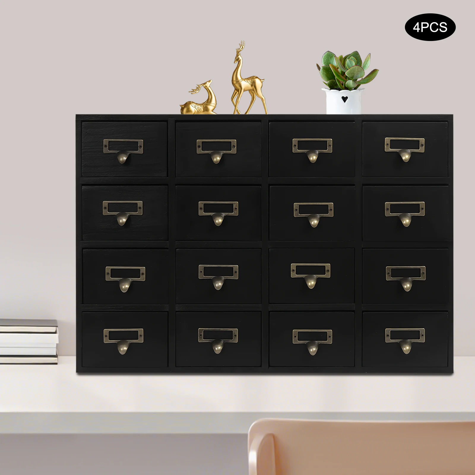 

Черный шкаф для хранения вещей с 64 ящиками, модульная система органайзера из 4 предметов с блокировкой, решение для хранения профессионального класса