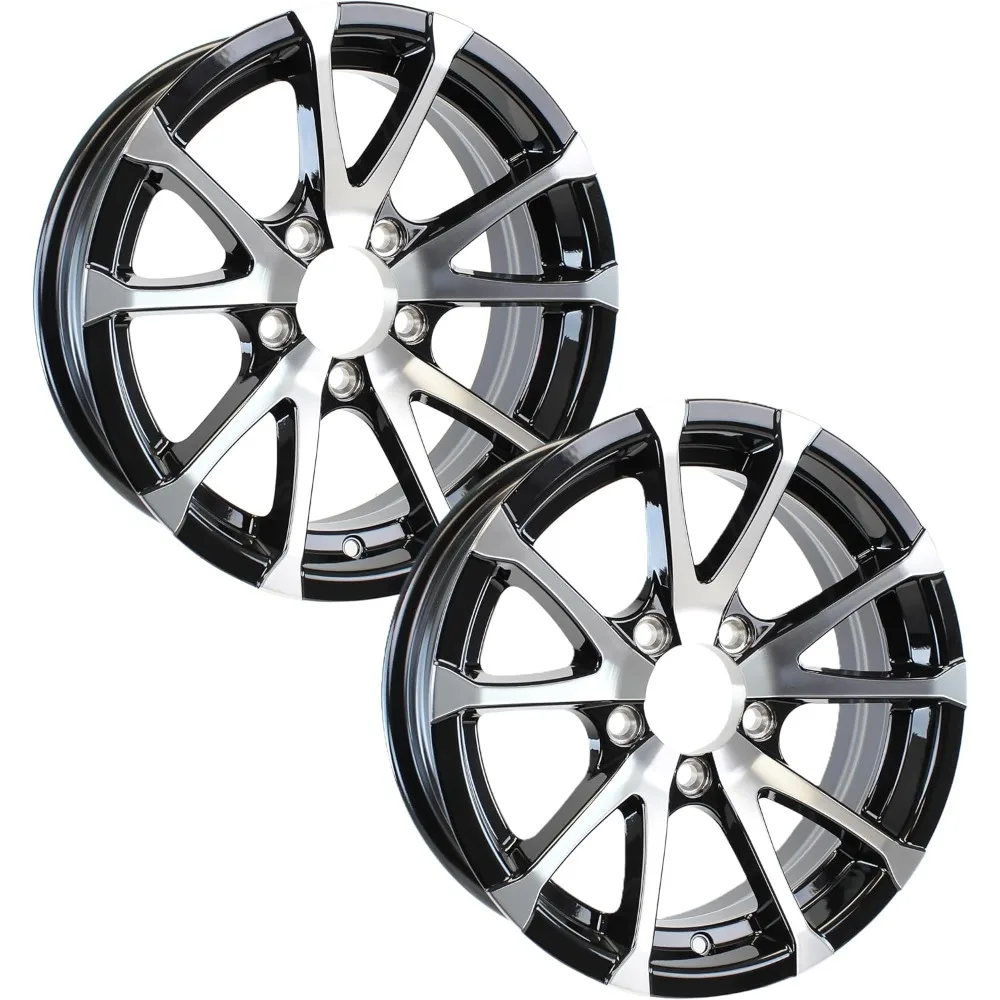 

eCustomrim 2-Pack Aluminum Trailer Wheels 12X4 12" Rim Black Machined 5 Lug