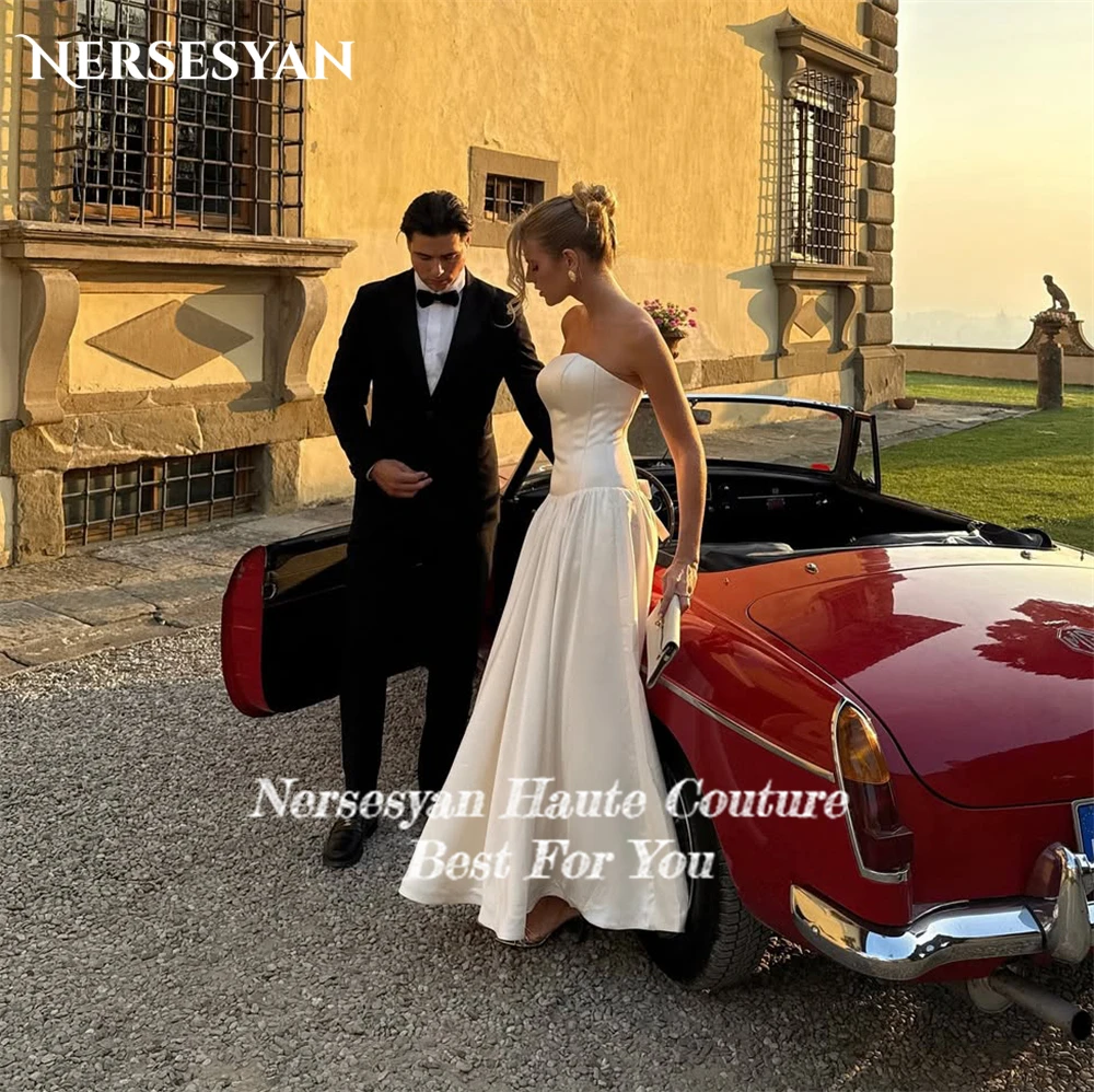 Nersesyan vestidos de casamento simples fora do ombro querida sem costas sem mangas vestido de noiva uma linha 2025 vestidos de noiva personalizados